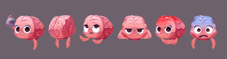 Vector gratuito lindo, caricatura, cerebro, carácter, hacer, ejercicio, con, emoción, expresión, vector, ilustración, memoria, aptitud, entrenamiento, cómico, órgano, con, mancuerna, aislado, cansado, enojado, y, sorprendido, conocimiento, mascota, cara