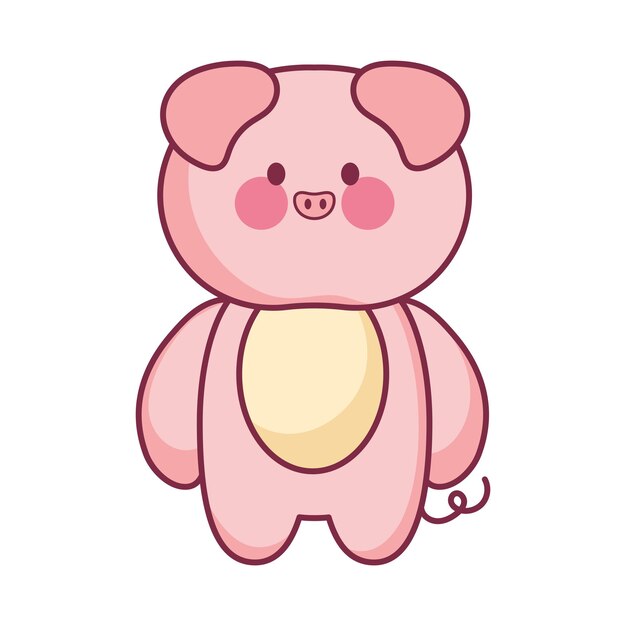 Lindo cerdo rosa kawaii