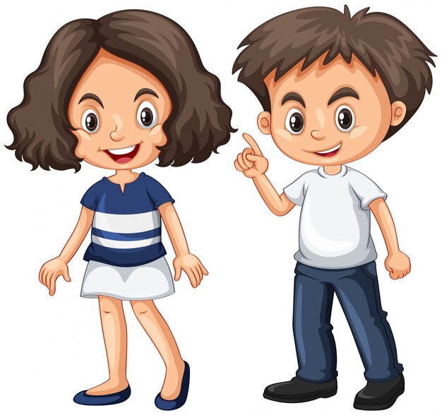 Lindo chico y chica con cara feliz