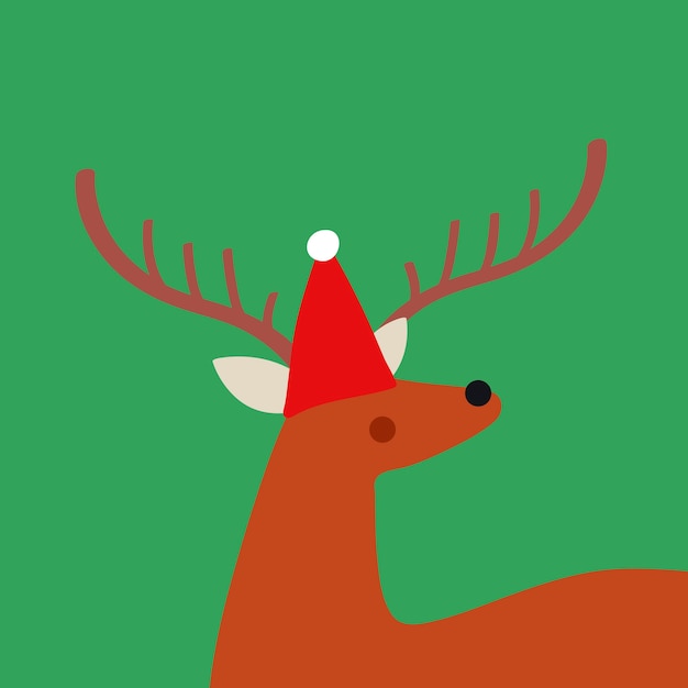 Lindo ciervo con un diseño del vector del sombrero de la navidad