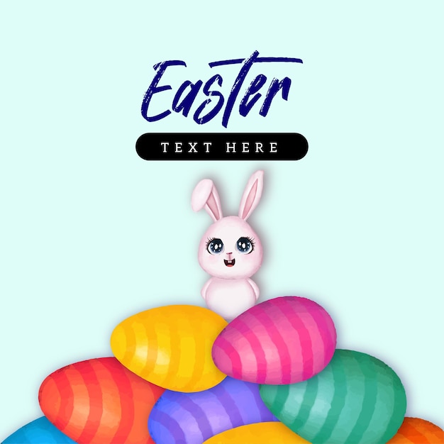 Vector gratuito lindo colorido feliz pascua venta cartel banner azul amarillo fondo con huevos vector libre