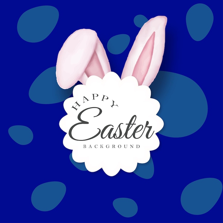 Vector gratuito lindo colorido feliz pascua venta cartel banner azul blanco fondo con huevos vector libre