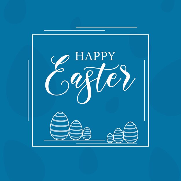 Lindo colorido feliz Pascua venta cartel Banner fondo azul con huevos Vector libre