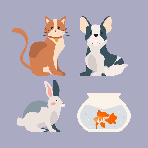 Lindo concepto de mascotas diferentes