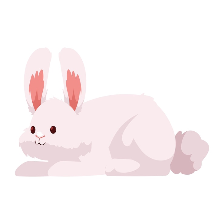 Vector gratuito lindo conejo acostado animal de granja