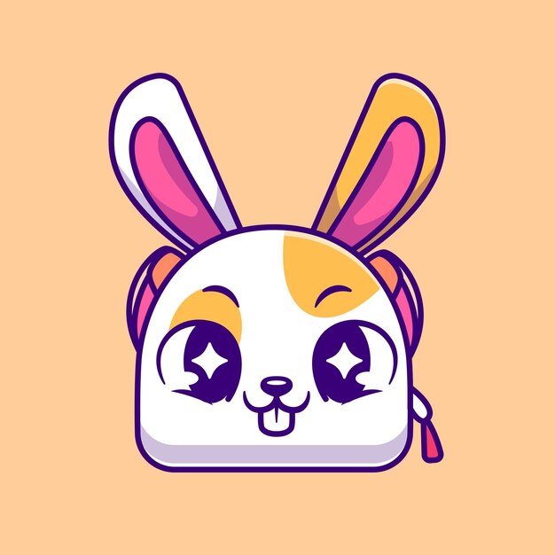 Lindo Conejo Bolsa Dibujos Animados Vector Icono Ilustración Animal Educación Icono Concepto Aislado Premium
