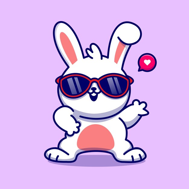 Lindo Conejo Danza Con Gafas Dibujos Animados Vector Icono Ilustración Animal Naturaleza Icono Aislado Plano