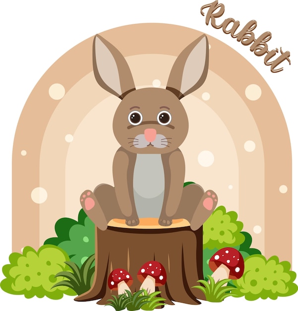 Lindo conejo en estilo plano de dibujos animados