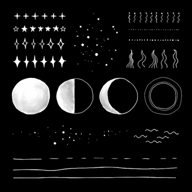 Vector gratuito lindo conjunto de galaxias dibujadas a mano