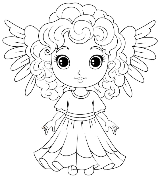 Vector gratuito lindo contorno de ángel para colorear creativo