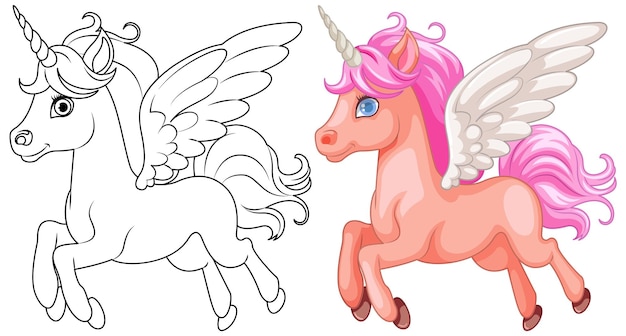 Un lindo contorno de unicornio para colorear