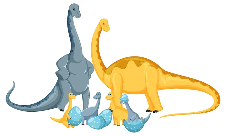 Vector gratuito lindo dinosaurio apatosaurio y personaje de dibujos animados de bebé