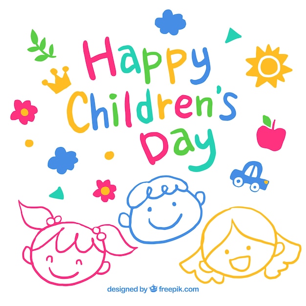 Lindo diseño dibujado a mano para el día de los niños