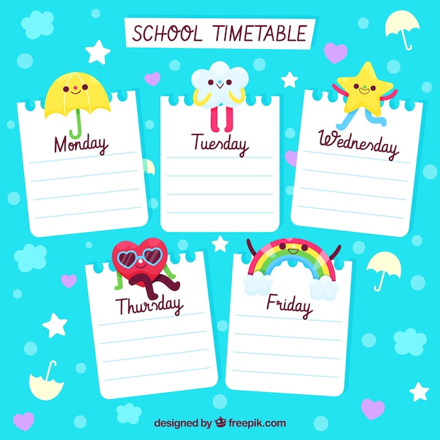 Lindo diseño de horario escolar