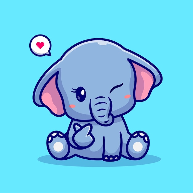 Lindo elefante con amor signo mano dibujos animados vector icono ilustración animal naturaleza icono aislado