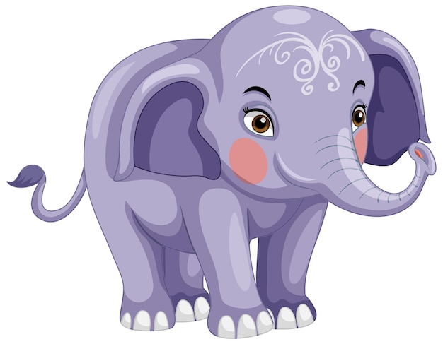 Vector gratuito lindo elefante con dibujos animados de cara pintada aislado