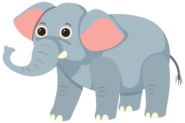 Lindo elefante en estilo de dibujos animados plana