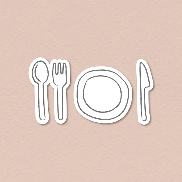 Vector gratuito lindo elemento de diseño de cubiertos y platos