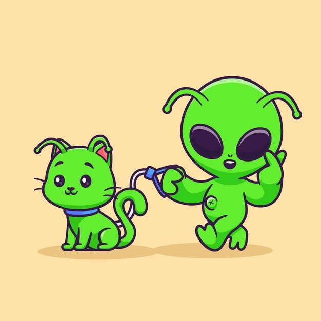 Lindo Extranjero Con Gato Extranjero Mascota Dibujos Animados Vector Icono Ilustración Ciencia Animal Icono Concepto Aislado