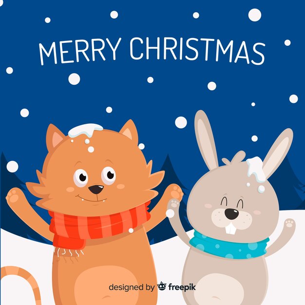 Lindo fondo de animales de navidad