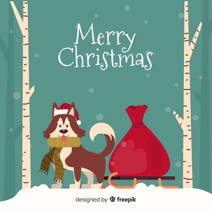 Vector gratuito lindo fondo de animales de navidad