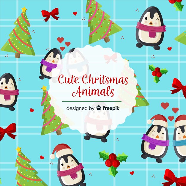Lindo fondo de animales de navidad
