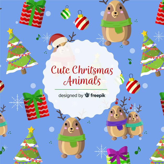 Lindo fondo de animales de navidad