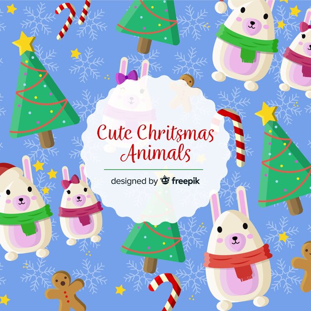 Lindo fondo de animales de navidad