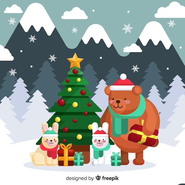 Lindo fondo de animales de navidad