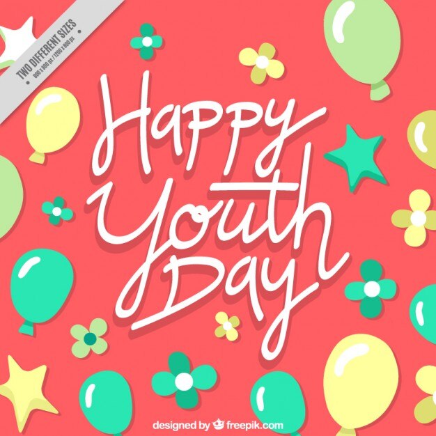 Lindo fondo para el día de la juventud con estrellas, flores y globos
