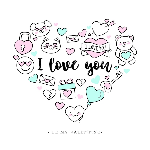 Vector gratuito lindo fondo dibujado a mano de san valentín