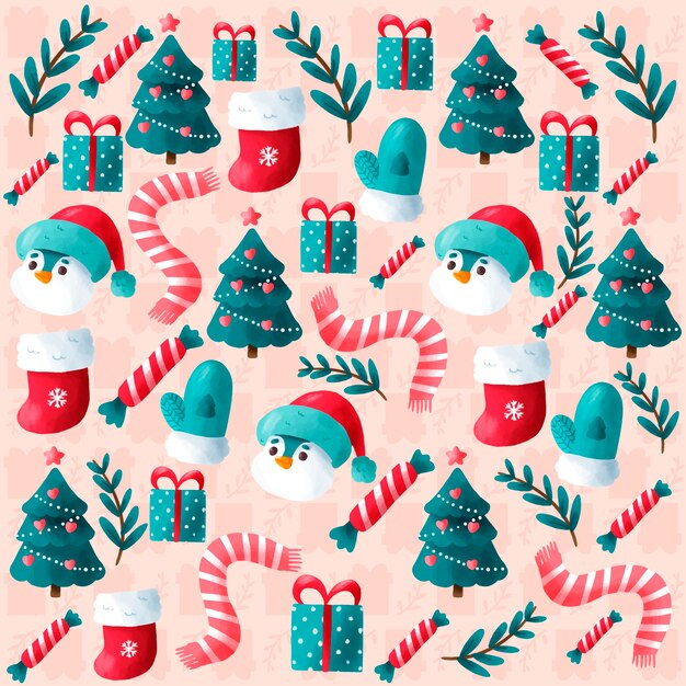 Lindo fondo de Navidad dibujado a mano