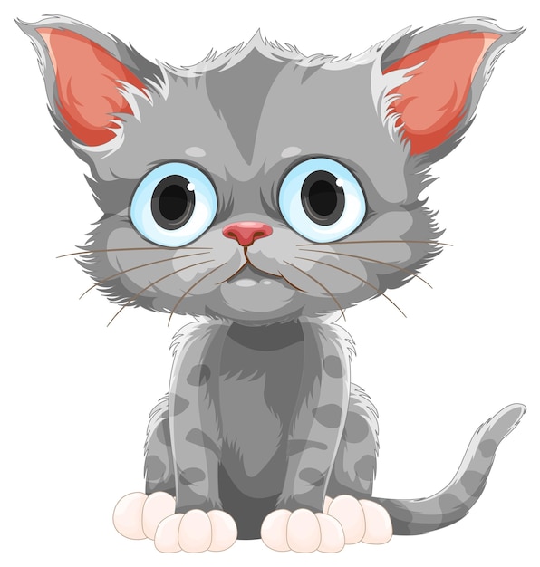 Vector gratuito lindo gatito gris en pose sentada