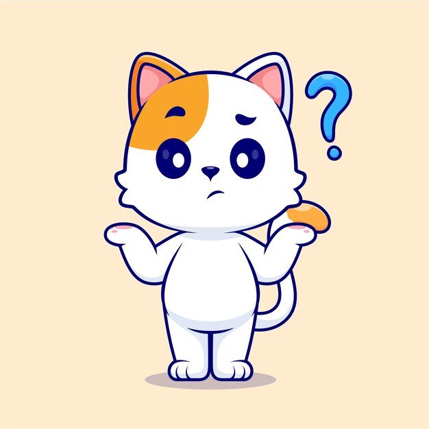 Lindo Gato Confundido Dibujos Animados Vector Icono Ilustración Animal Naturaleza Icono Concepto Aislado Vector Plano