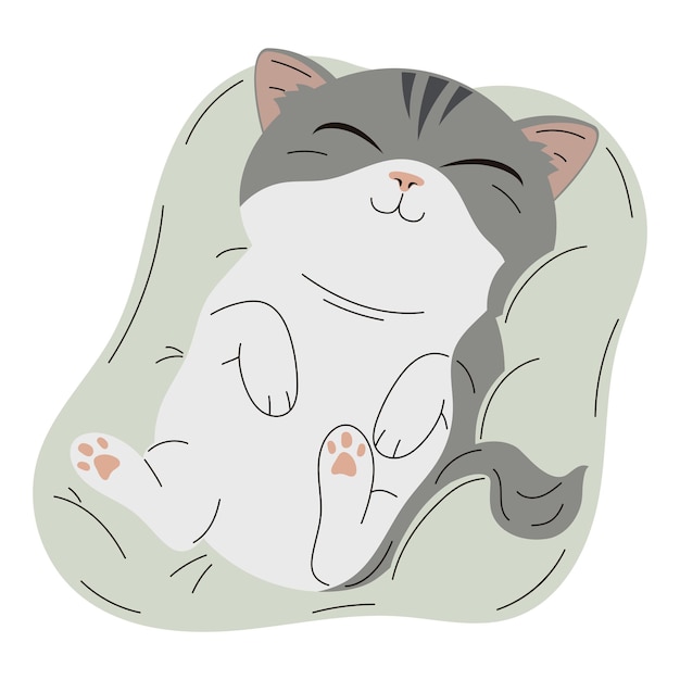 Vector gratuito un lindo gato gris durmiendo