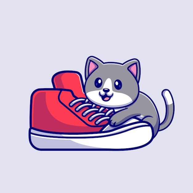 Vector gratuito lindo gato jugando zapatos dibujos animados vector icono ilustración animal naturaleza icono concepto aislado plano