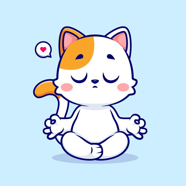 Lindo Gato Meditación Yoga Dibujos Animados Vector Icono Ilustración Animal Deporte Icono Concepto Aislado Plano
