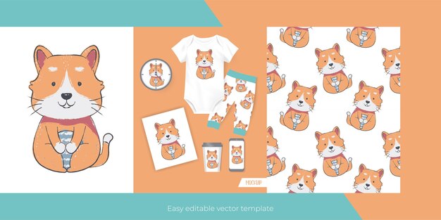 Lindo gato para merch y patrones sin fisuras