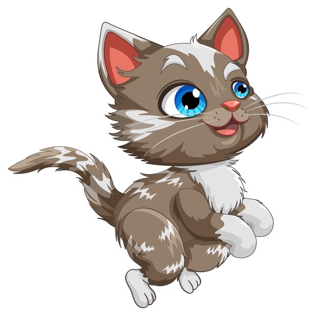 lindo, gato, en, saltar, postura, vector