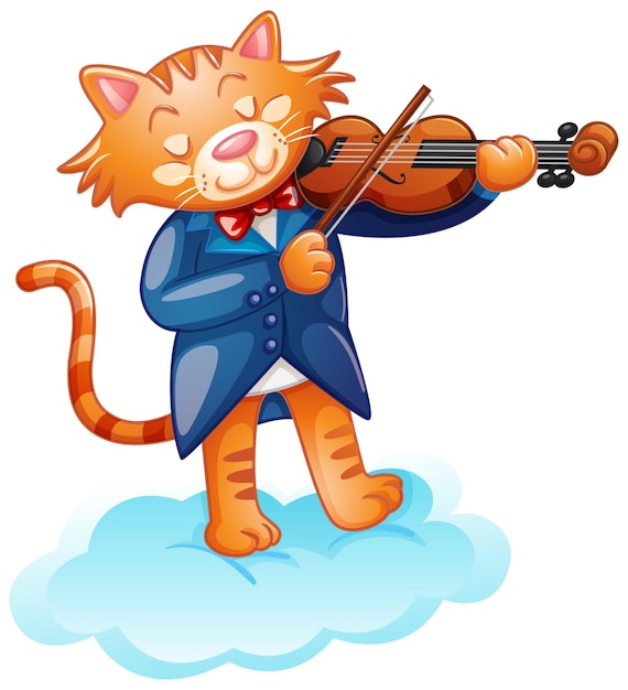 Un lindo gato tocando el violín.