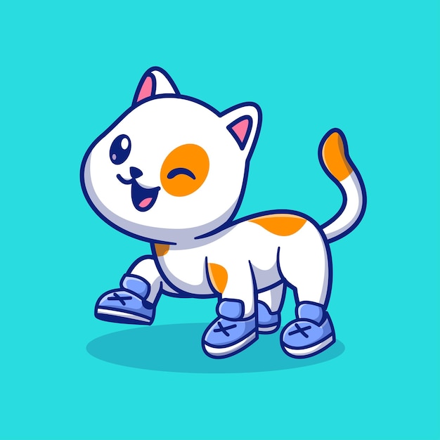 Lindo gato con zapatos dibujos animados vector icono ilustración animal naturaleza icono concepto aislado premium