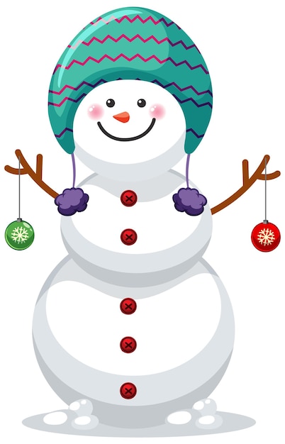 El lindo hombre de nieve con sombrero.