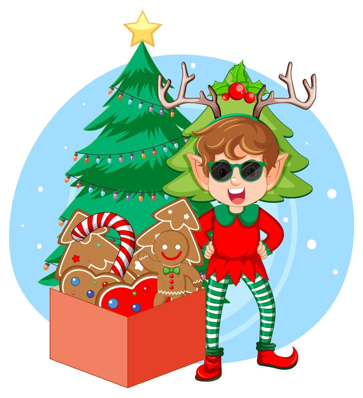 Vector gratuito lindo icono de personajes de navidad aislado