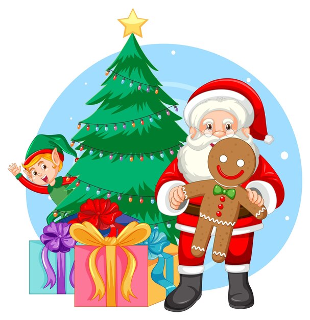 Lindo icono de personajes de Navidad aislado