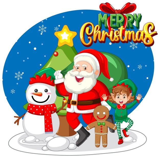 Lindo icono de personajes de Navidad aislado