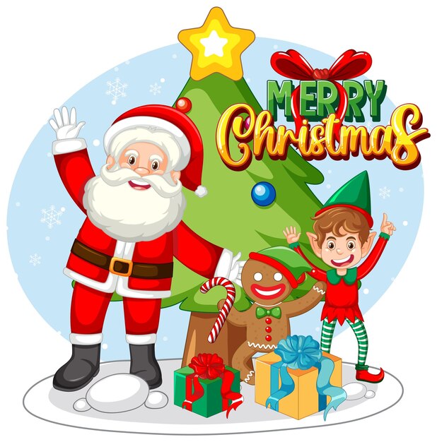 Lindo icono de personajes de Navidad aislado