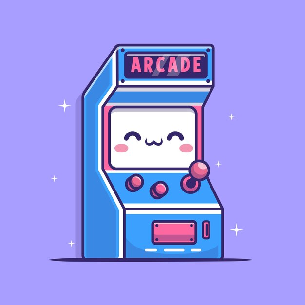 Lindo Juego Máquina Arcade Dibujos Animados Vector Icono Ilustración Tecnología Vacaciones Aislado Plano