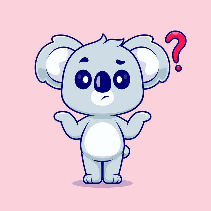 Vector gratuito lindo koala confundido dibujos animados vector icono ilustración animal naturaleza icono concepto aislado plano