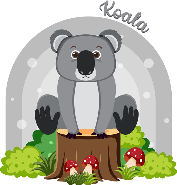 Lindo koala en estilo plano de dibujos animados