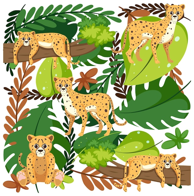 Vector gratuito lindo leopardo de patrones sin fisuras